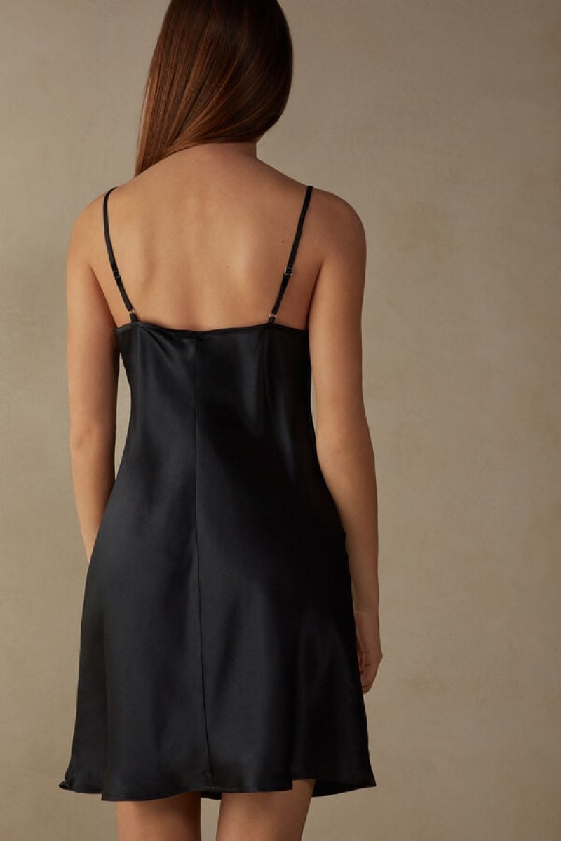 Intimissimi Silk Slip Fehérnemű Női Fekete | HURW4144