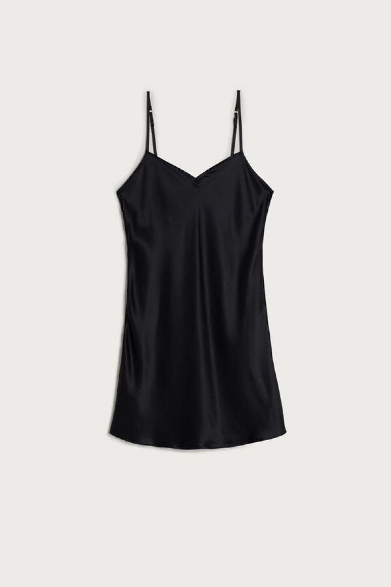 Intimissimi Silk Slip Fehérnemű Női Fekete | HURW4144