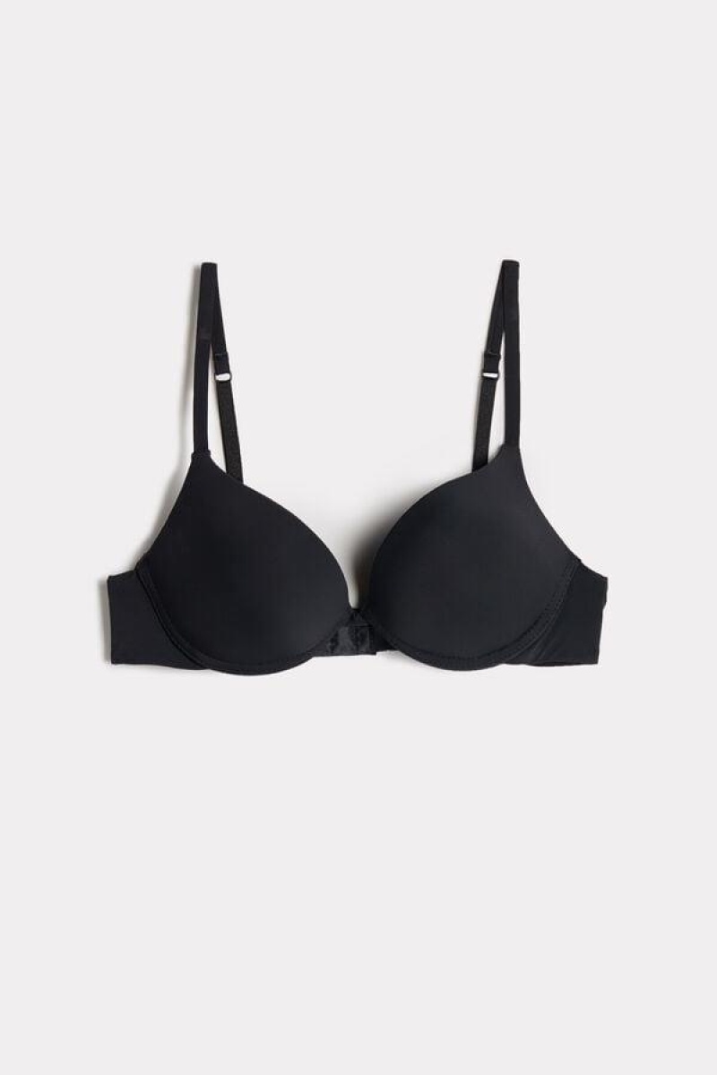 Intimissimi Simona Microfiber Super Push-Up Melltartók Női Fekete | HUUT4713