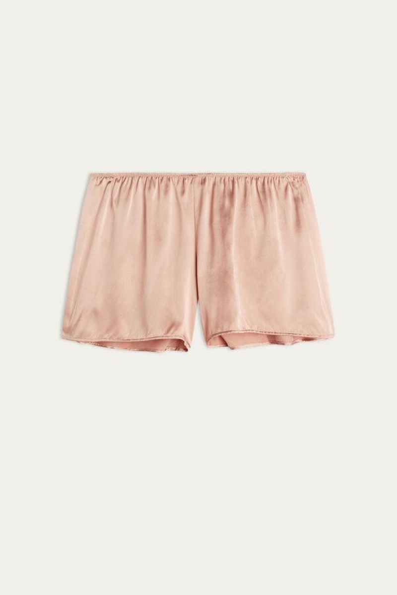 Intimissimi Smooth Silk-Satin Shorts Pizsama Női Rózsaszín | HUUT4062