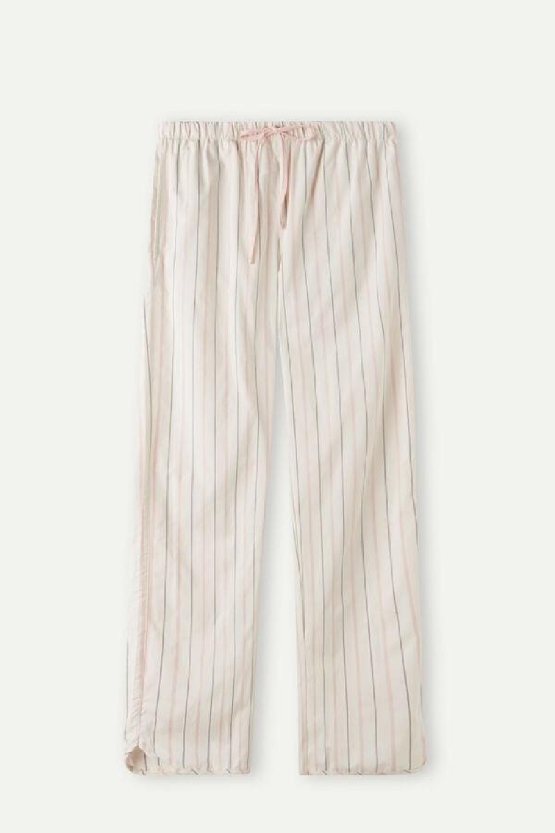 Intimissimi Soft Spring Full Length Pamut Cloth Pants Pizsama Női Bézs Rózsaszín | HULH4024