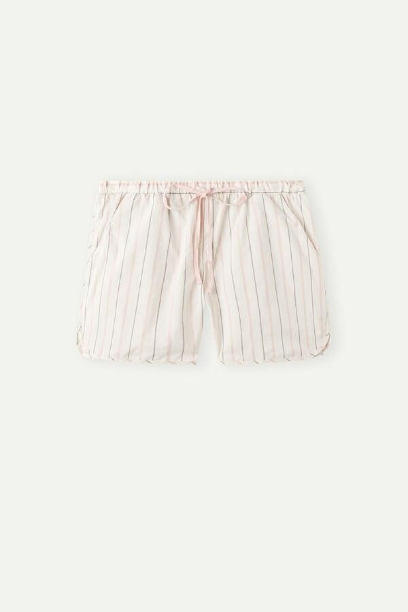 Intimissimi Soft Spring Pamut Cloth Shorts Pizsama Női Bézs Rózsaszín | HUSO4084