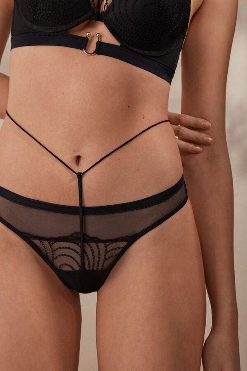 Intimissimi Steal the Show High Rise Brazilian Bugyi Női Fekete | HUHK3559