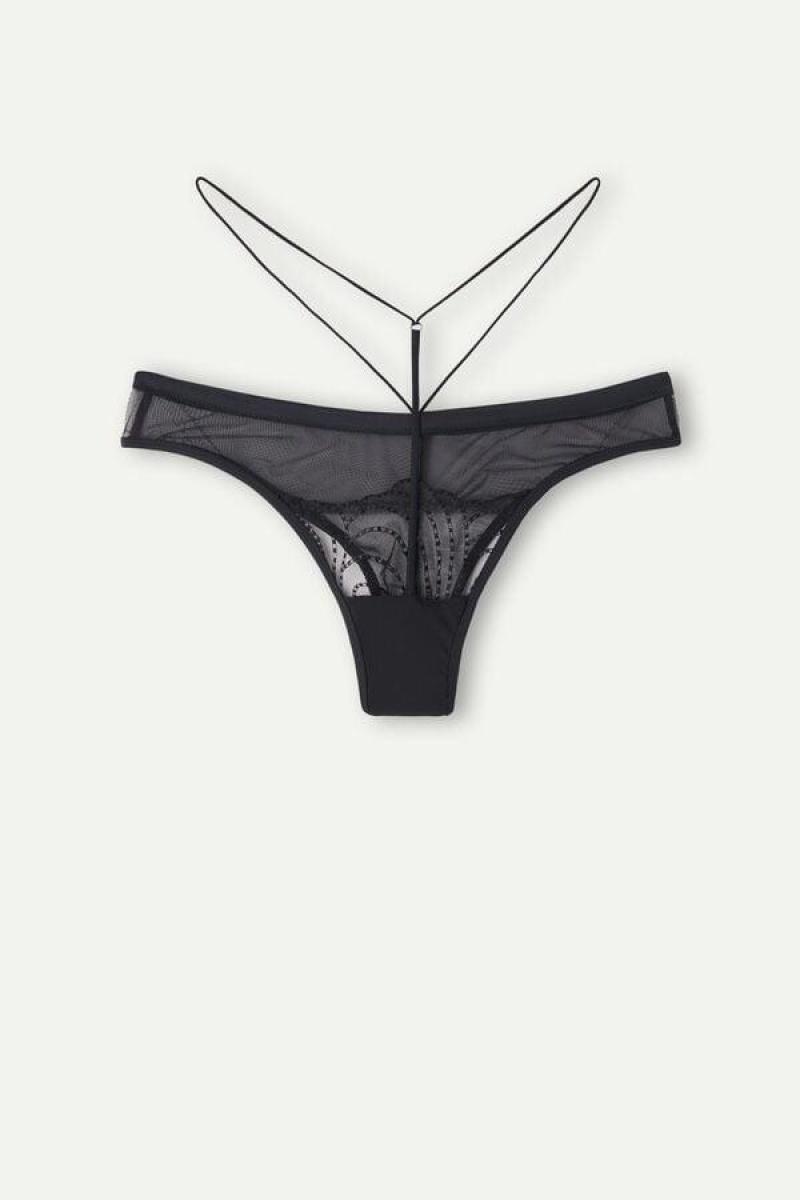 Intimissimi Steal the Show High Rise Brazilian Bugyi Női Fekete | HUHK3559