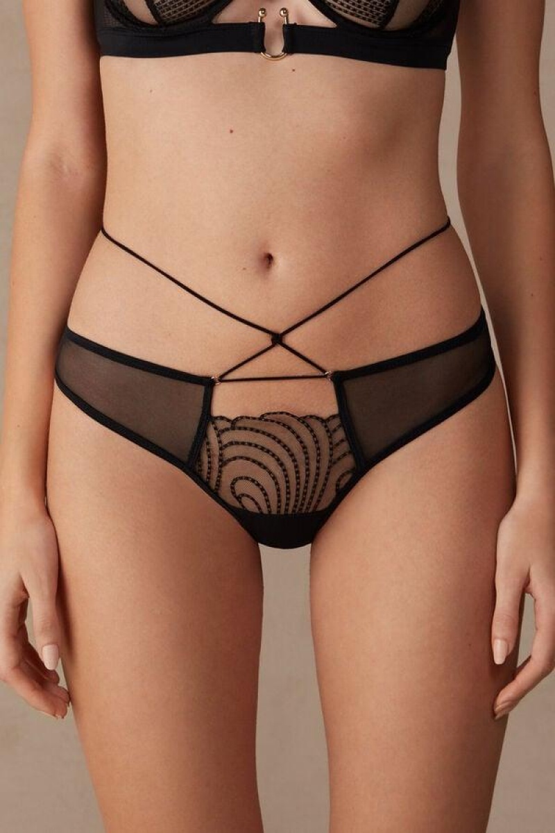 Intimissimi Steal the Show Tanga Bugyi Női Fekete | HUDN3796