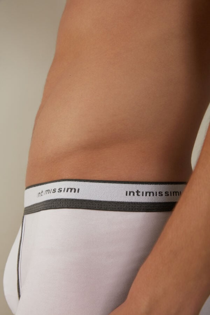 Intimissimi Stretch Supima® Pamut Shorts with Logo Detail Boxer Férfi Fehér Mélyszürke | HUSO3485