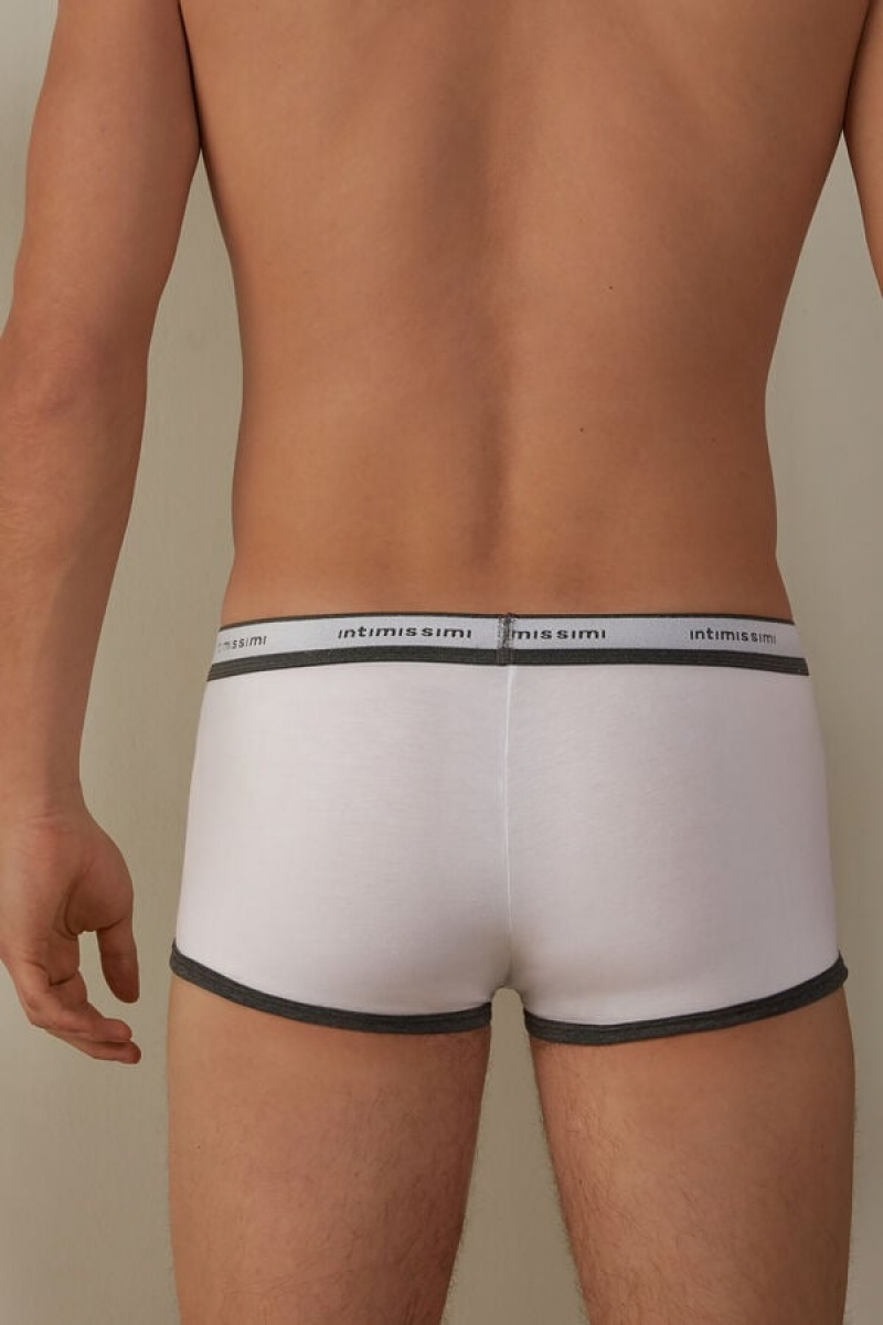 Intimissimi Stretch Supima® Pamut Shorts with Logo Detail Boxer Férfi Fehér Mélyszürke | HUSO3485