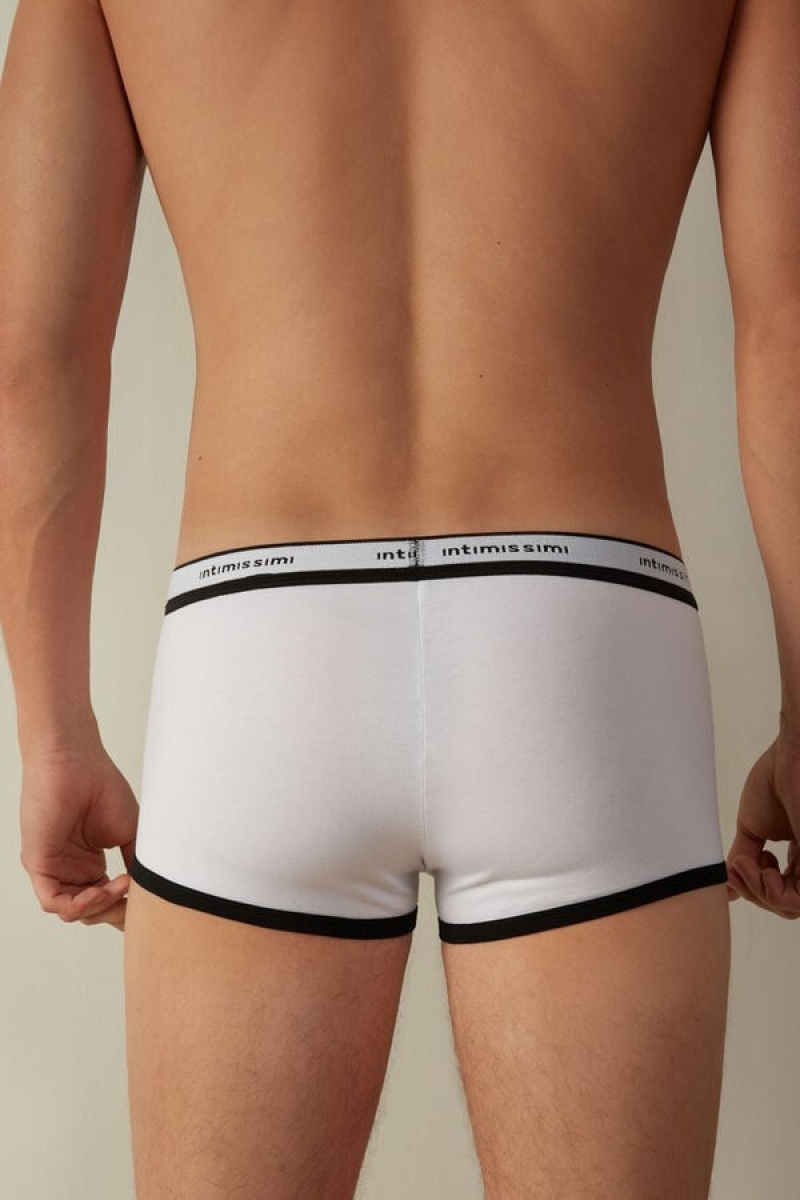 Intimissimi Stretch Supima® Pamut Shorts with Logo Detail Boxer Férfi Fehér Fekete | HUPQ3480