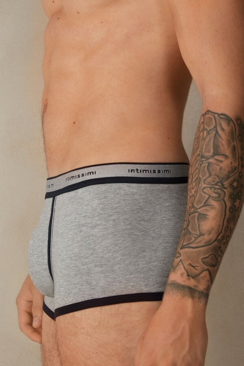 Intimissimi Stretch Supima® Pamut Shorts with Logo Detail Boxer Férfi Világos Szürke Kék | HUAP3479