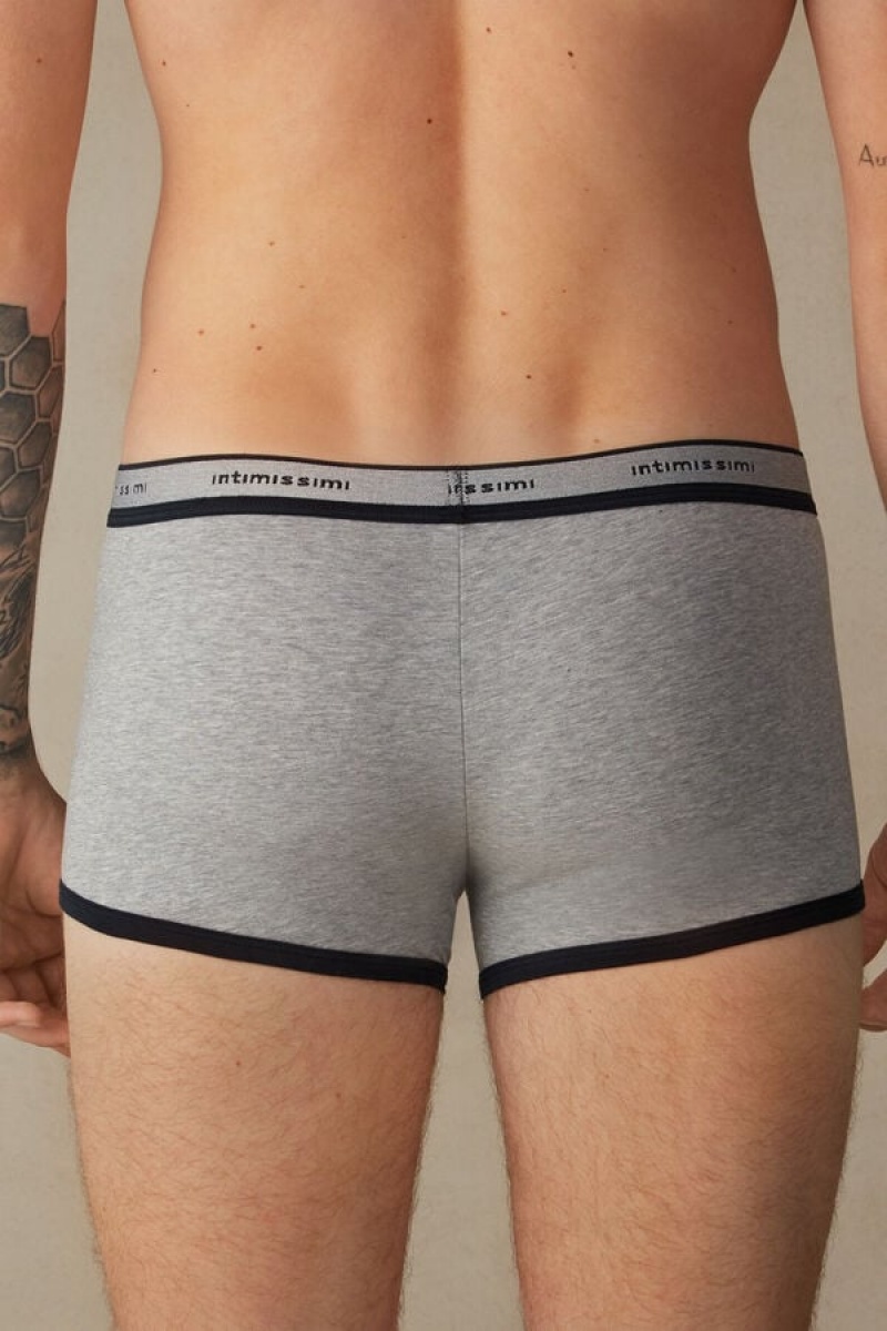 Intimissimi Stretch Supima® Pamut Shorts with Logo Detail Boxer Férfi Világos Szürke Kék | HUAP3479