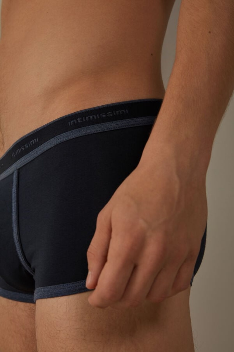 Intimissimi Stretch Supima® Pamut Shorts with Logo Detail Boxer Férfi Kék | HUYU3466