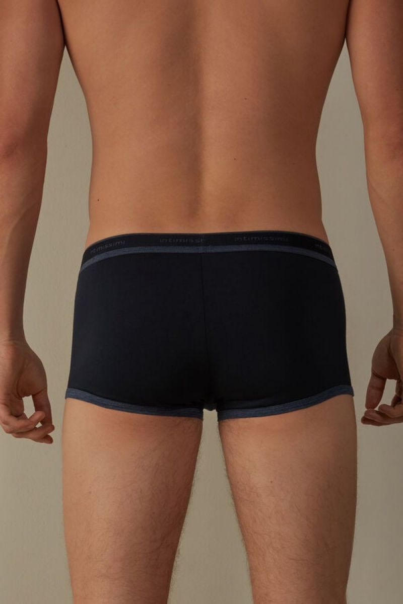 Intimissimi Stretch Supima® Pamut Shorts with Logo Detail Boxer Férfi Kék | HUYU3466