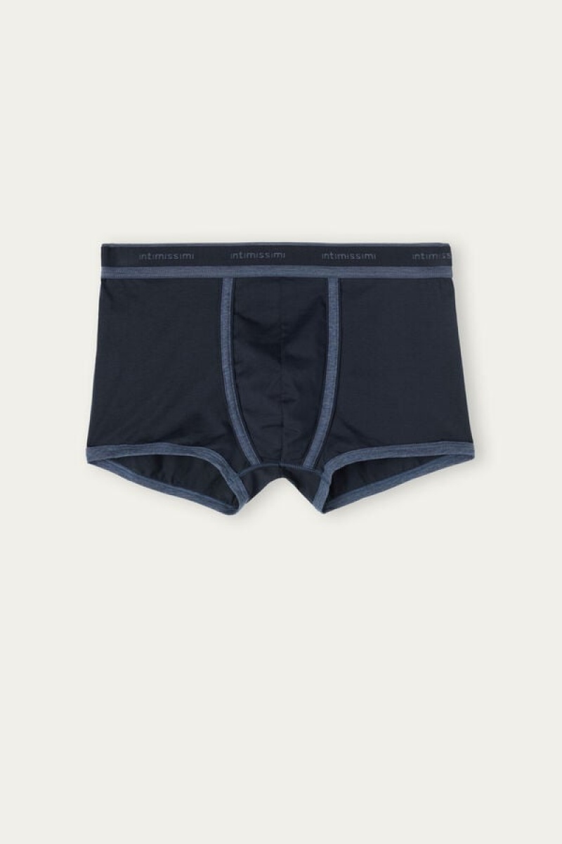 Intimissimi Stretch Supima® Pamut Shorts with Logo Detail Boxer Férfi Kék | HUYU3466