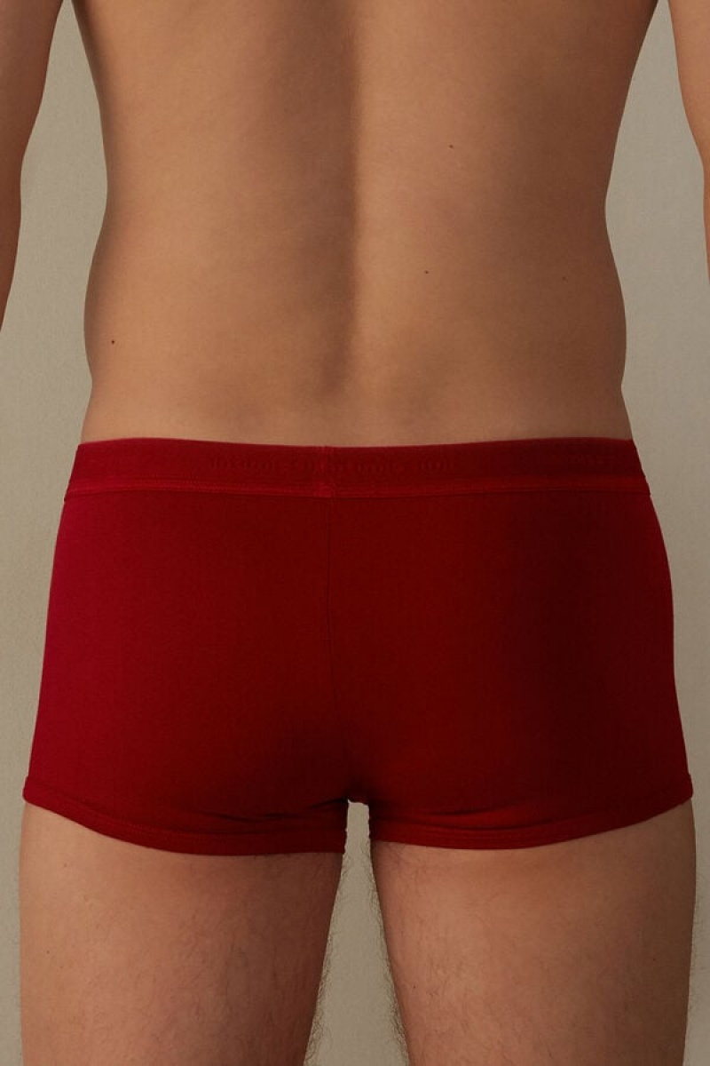 Intimissimi Stretch Supima® Pamut Shorts with Logo Detail Boxer Férfi Piros Piros | HUMA3445