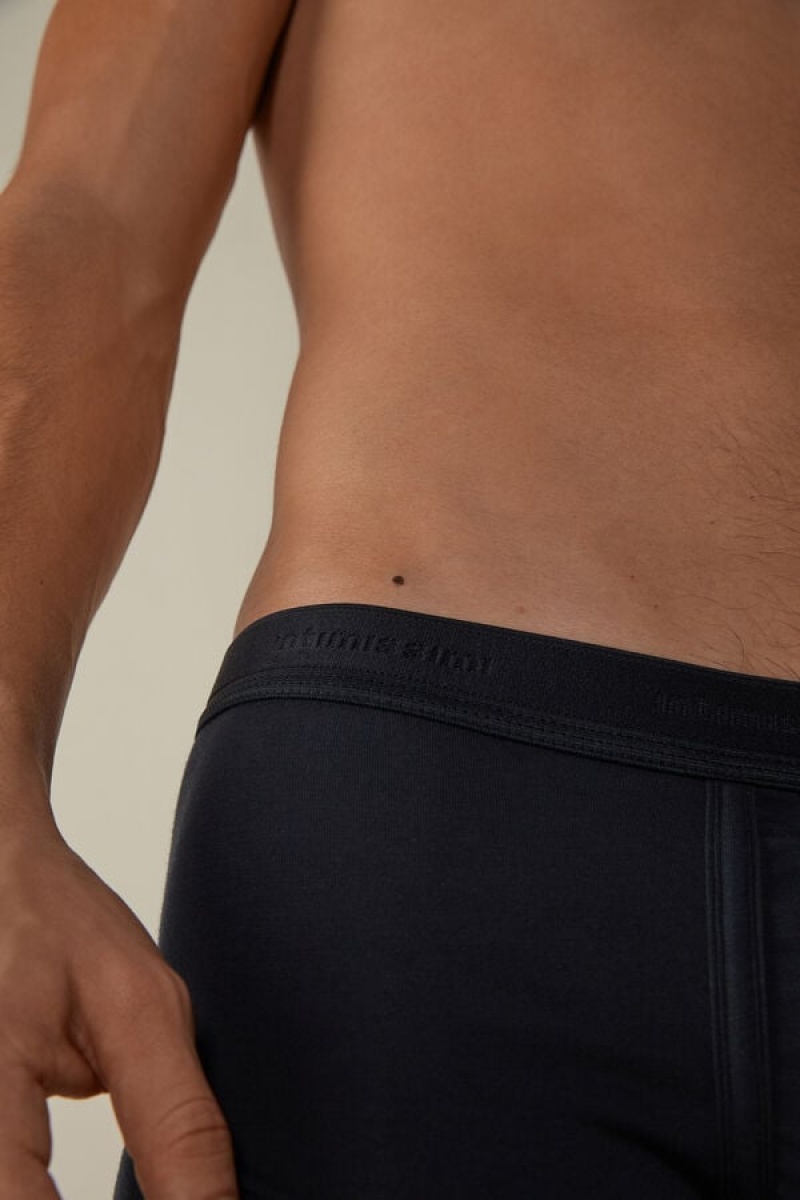 Intimissimi Stretch Supima® Pamut Shorts with Logo Detail Boxer Férfi Kék | HUQZ3419