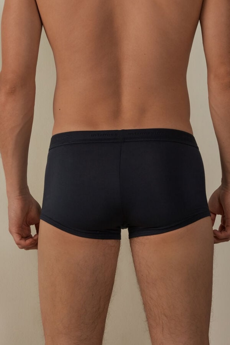 Intimissimi Stretch Supima® Pamut Shorts with Logo Detail Boxer Férfi Kék | HUQZ3419