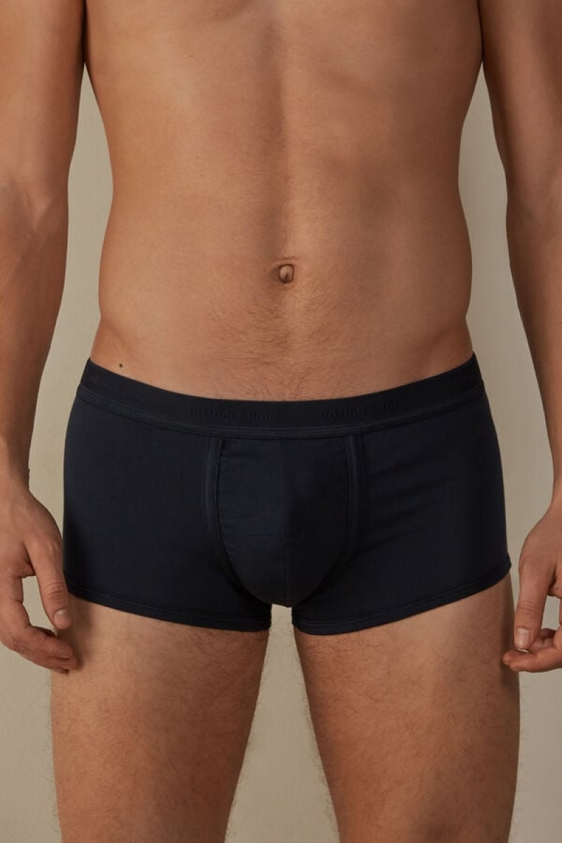 Intimissimi Stretch Supima® Pamut Shorts with Logo Detail Boxer Férfi Kék | HUQZ3419