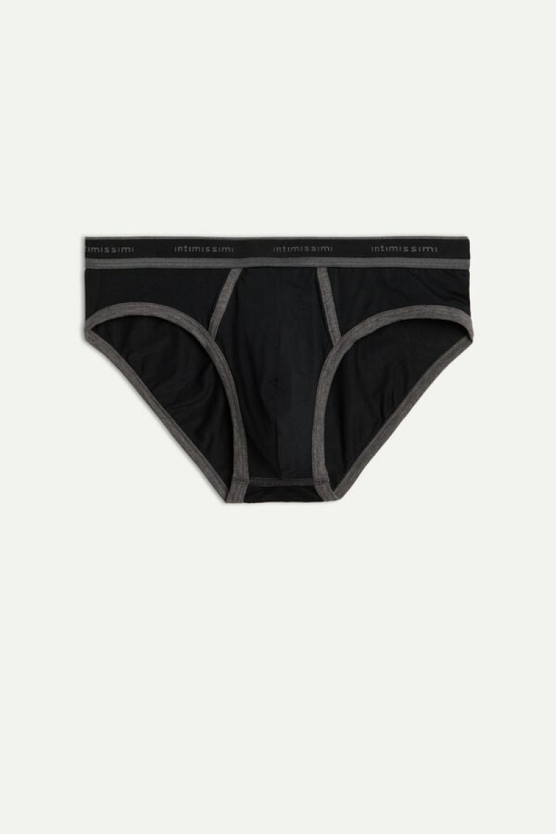 Intimissimi Stretch Supima® Pamut with Logo Detail Rövidnadrágok Férfi Fekete Mélyszürke | HUCE3371