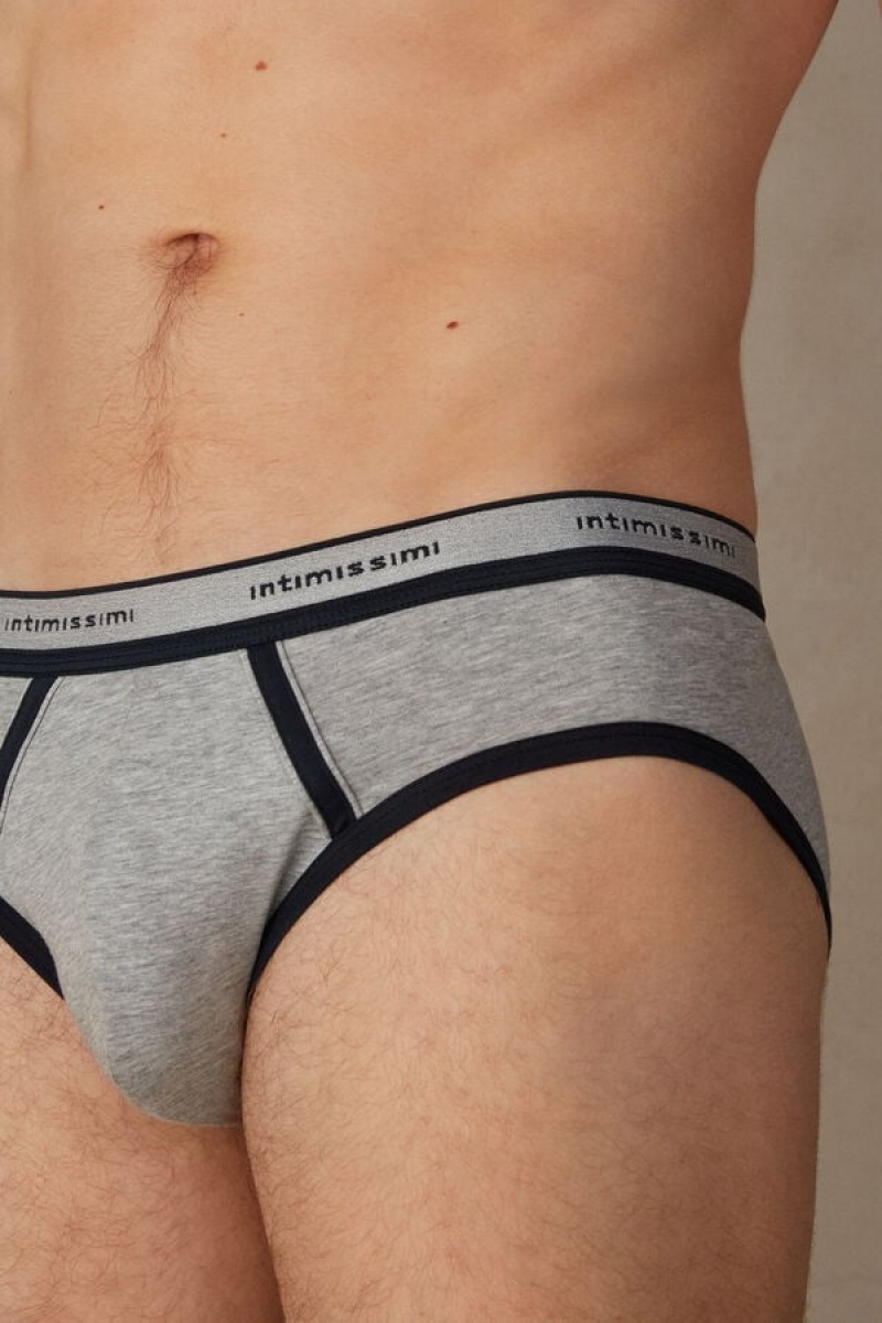 Intimissimi Stretch Supima® Pamut with Logo Detail Rövidnadrágok Férfi Világos Szürke Kék | HUVD3370