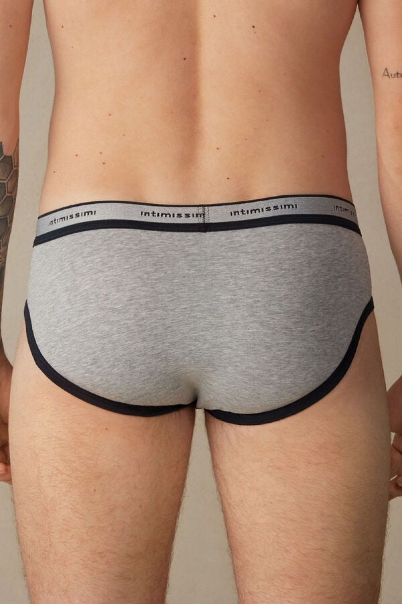 Intimissimi Stretch Supima® Pamut with Logo Detail Rövidnadrágok Férfi Világos Szürke Kék | HUVD3370