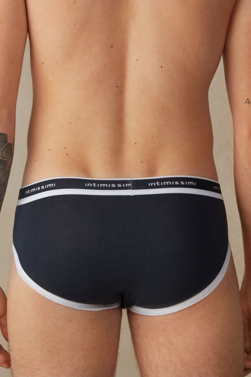 Intimissimi Stretch Supima® Pamut with Logo Detail Rövidnadrágok Férfi Kék Fehér | HUNB3368