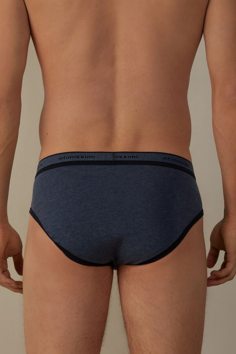 Intimissimi Stretch Supima® Pamut with Logo Detail Rövidnadrágok Férfi Kék Kék | HUQZ3348