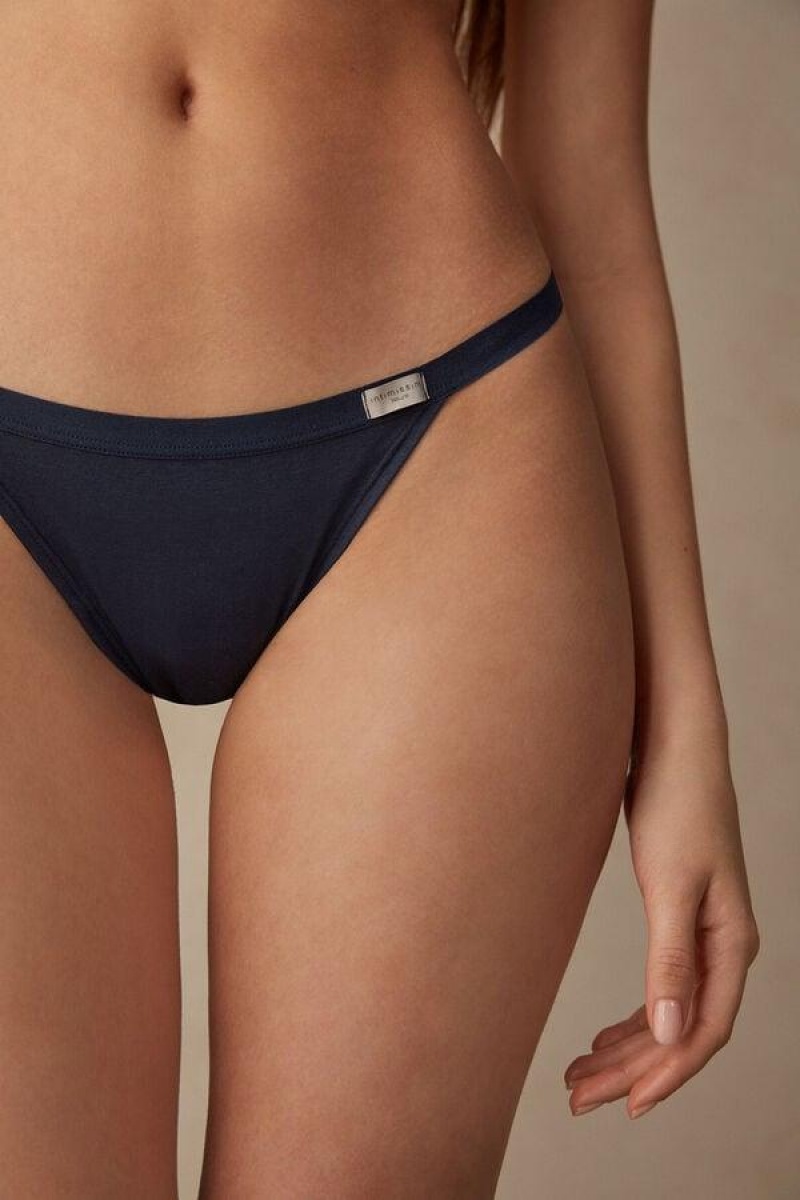 Intimissimi String Tanga in Pamut Bugyi Női Kék | HUUT3777