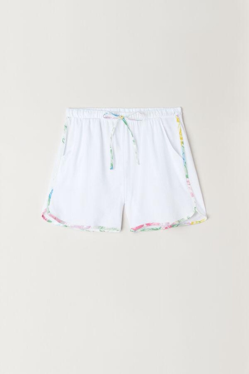 Intimissimi Summer Garden Shorts in Supima® Ultrafresh Pamut Pizsama Női Fehér | HUMA4069