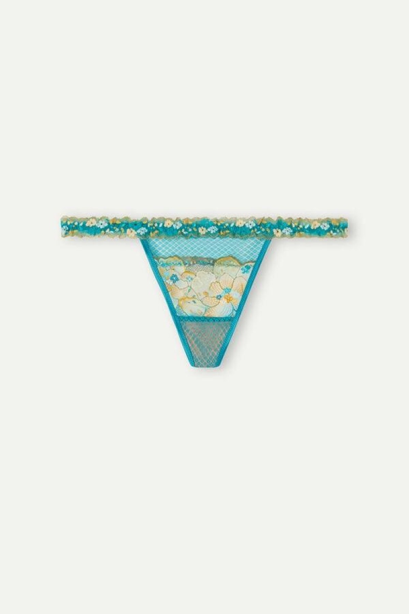 Intimissimi Summer Vibes String Tanga Bugyi Női Türkiz Kék | HUSO3824