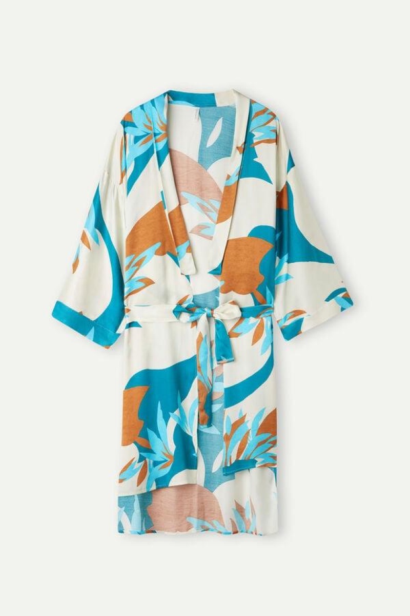 Intimissimi Summer Vibes Viscose Satin Kimono Pizsama Női Színes | HUXF3866