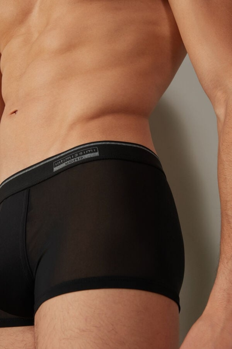 Intimissimi Super Fresh Micro-mesh Boxer Férfi Fekete | HUAP3461