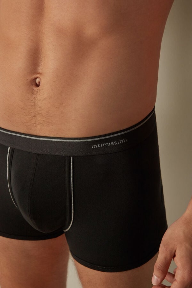 Intimissimi Supima® Pamut Boxer Férfi Fekete Mélyszürke | HUDN3459