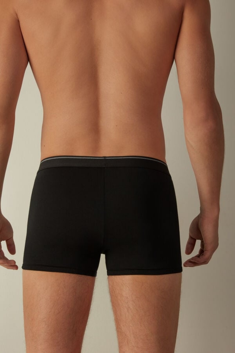 Intimissimi Supima® Pamut Boxer Férfi Fekete Mélyszürke | HUDN3459