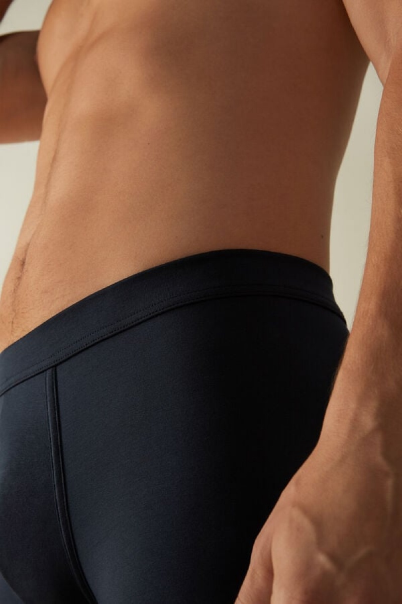 Intimissimi Supima® Pamut Loose Fit Boxer Férfi Kék | HUHK3422