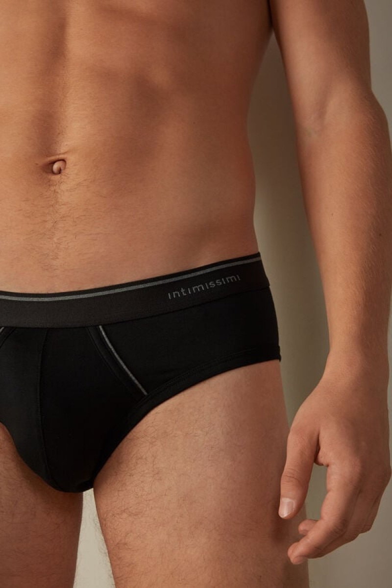 Intimissimi Supima Pamut with Visible Elastic Rövidnadrágok Férfi Fekete Mélyszürke | HULH3374