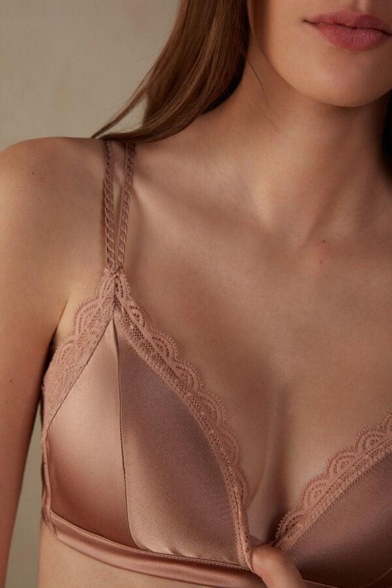 Intimissimi Tiziana Silk and Csipke Triangle Melltartók Női Rózsaszín | HUUT4915