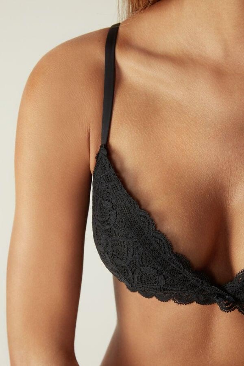 Intimissimi Tiziana Triangle in Csipke Melltartók Női Fekete | HUQZ4921