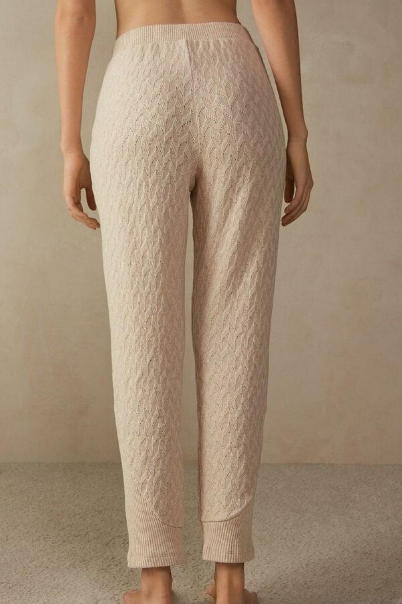 Intimissimi Téli Braid Full Length Cuffed Pants Pizsama Női Bézs | HUMA3992