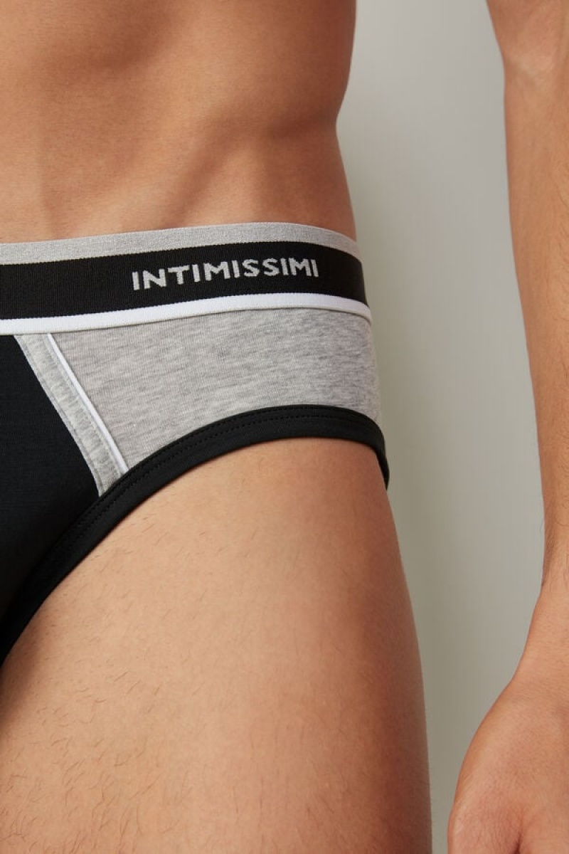 Intimissimi Two-Tone Stretch Supima® Pamut Rövidnadrágok Férfi Fekete Világos Szürke | HUMA3367