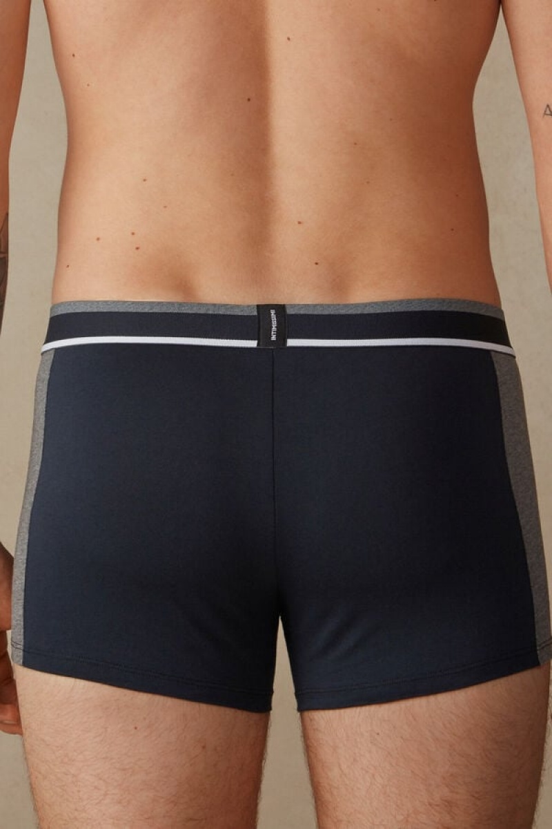 Intimissimi Two-tone in Stretch Supima® Pamut Boxer Férfi Kék Mélyszürke | HUDN3484