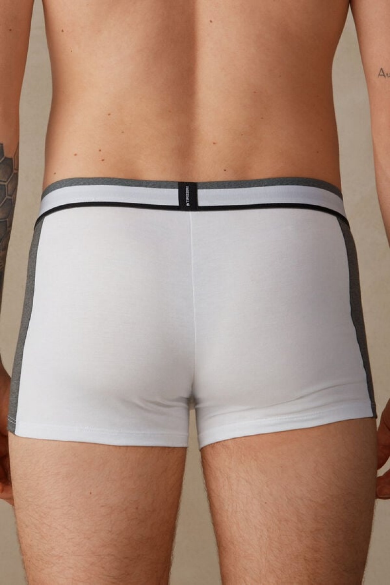 Intimissimi Two-tone in Stretch Supima® Pamut Boxer Férfi Fehér Mélyszürke | HUWY3470