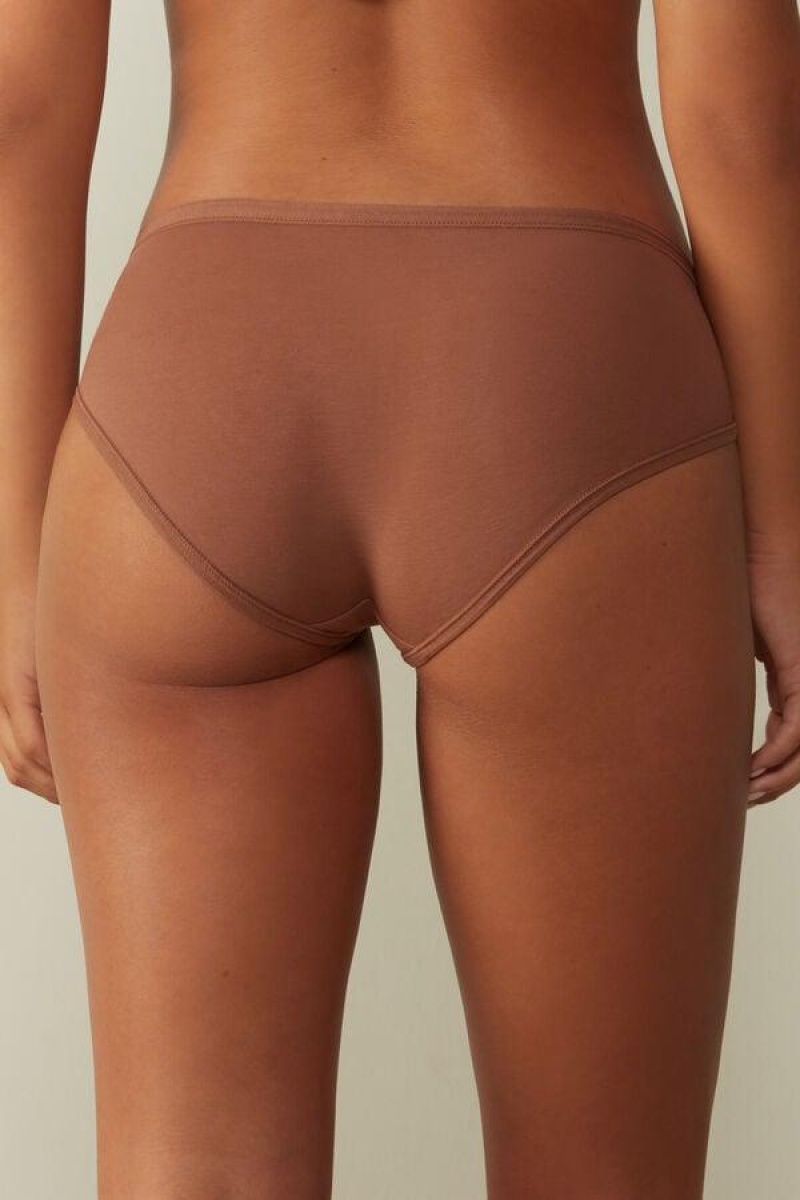 Intimissimi Ultralight Supima® Pamut Briefs Bugyi Női Sötétbézs | HUCE3605