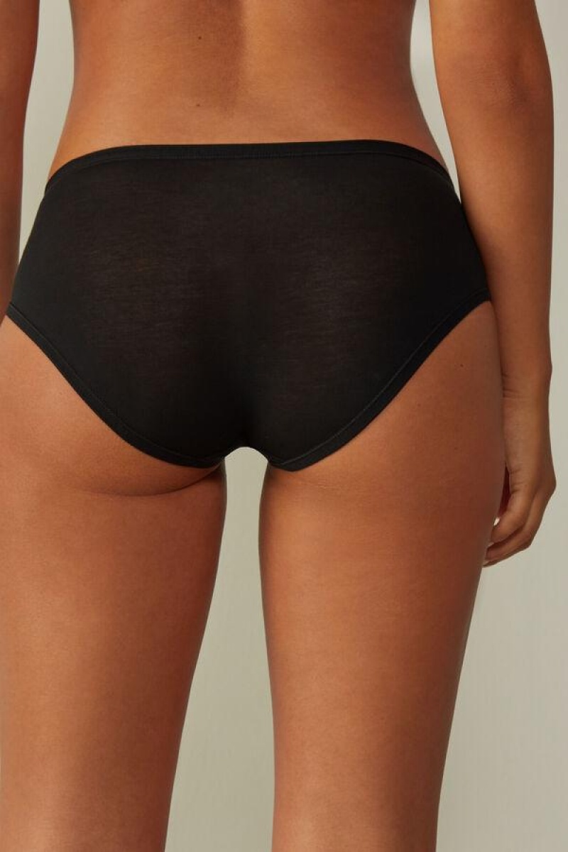 Intimissimi Ultralight Supima® Pamut Briefs Bugyi Női Fekete | HUBC3603