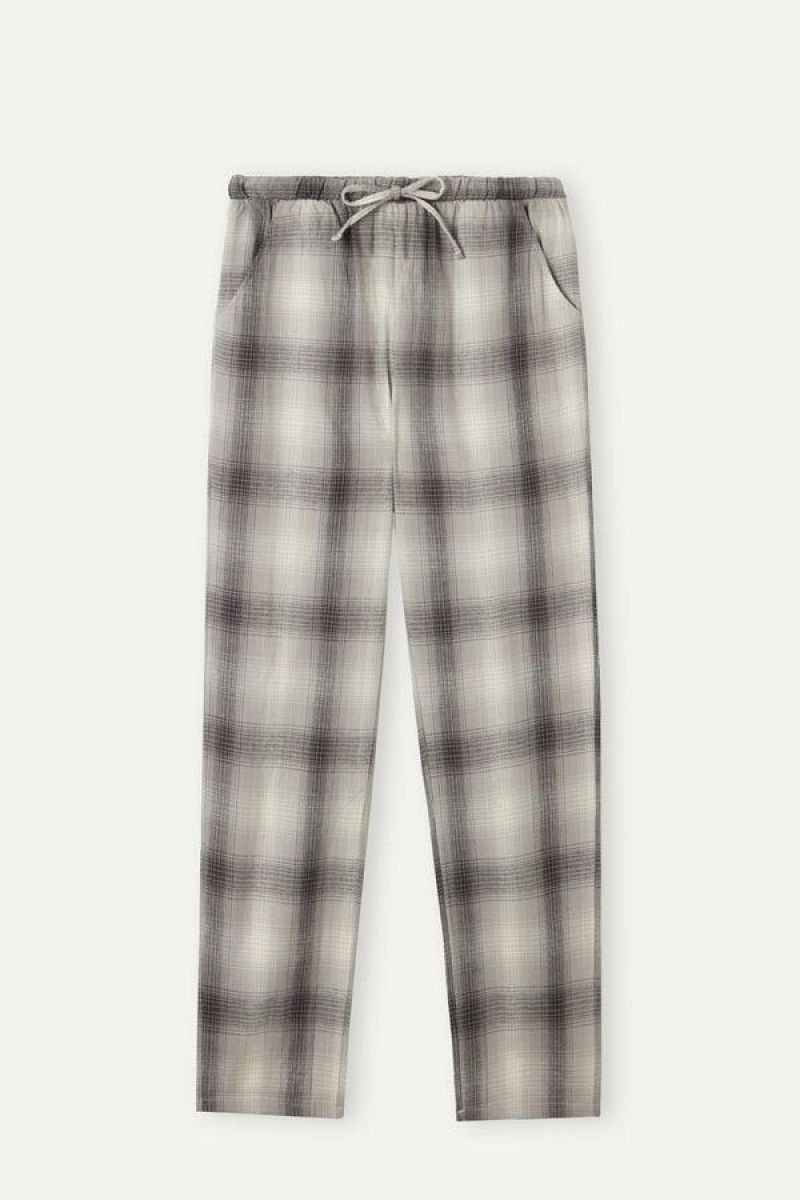 Intimissimi Warm Cuddles Pants in Brushed Cloth Pizsama Női Szürke Fehér | HUQZ3991