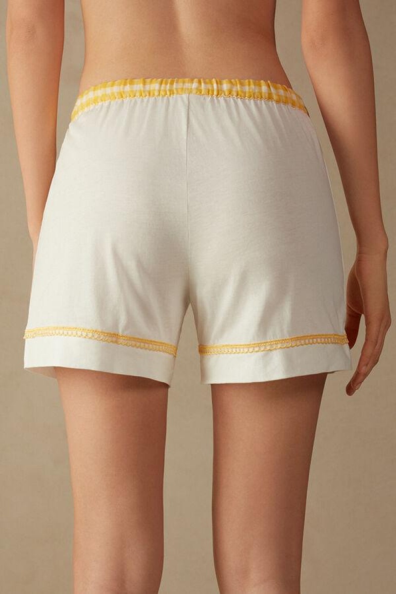 Intimissimi Yellow Submarine Shorts in Supima® Ultrafresh Pamut Pizsama Női Fehér | HUQZ4068