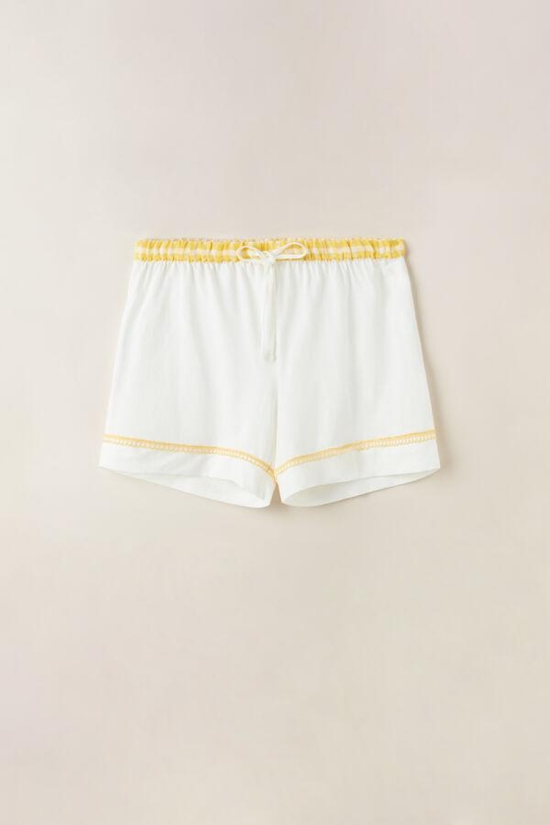 Intimissimi Yellow Submarine Shorts in Supima® Ultrafresh Pamut Pizsama Női Fehér | HUQZ4068