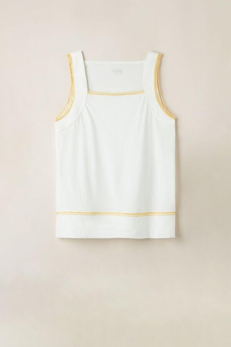 Intimissimi Yellow Submarine Tank Top in Supima® Ultrafresh Pamut Pizsama Női Fehér | HUQZ3939